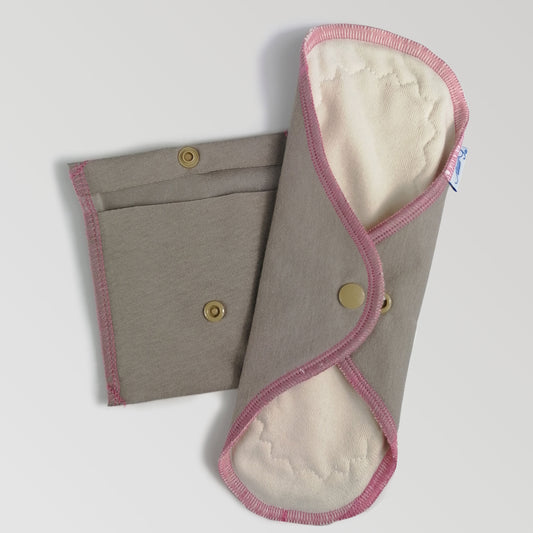 Pack protection périodique et pochette - Taupe fil rose Ma boutique