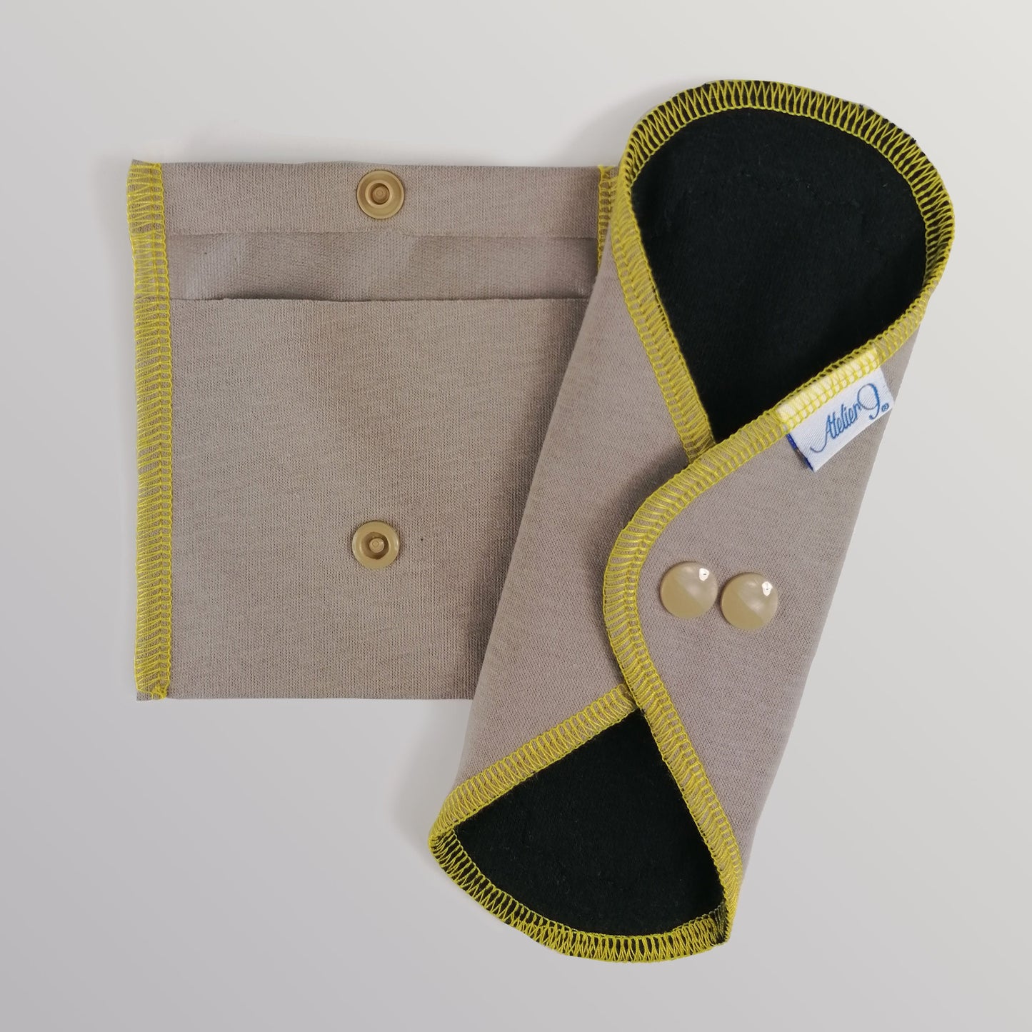 Pack protection périodique et pochette - Taupe fil jaune Ma boutique