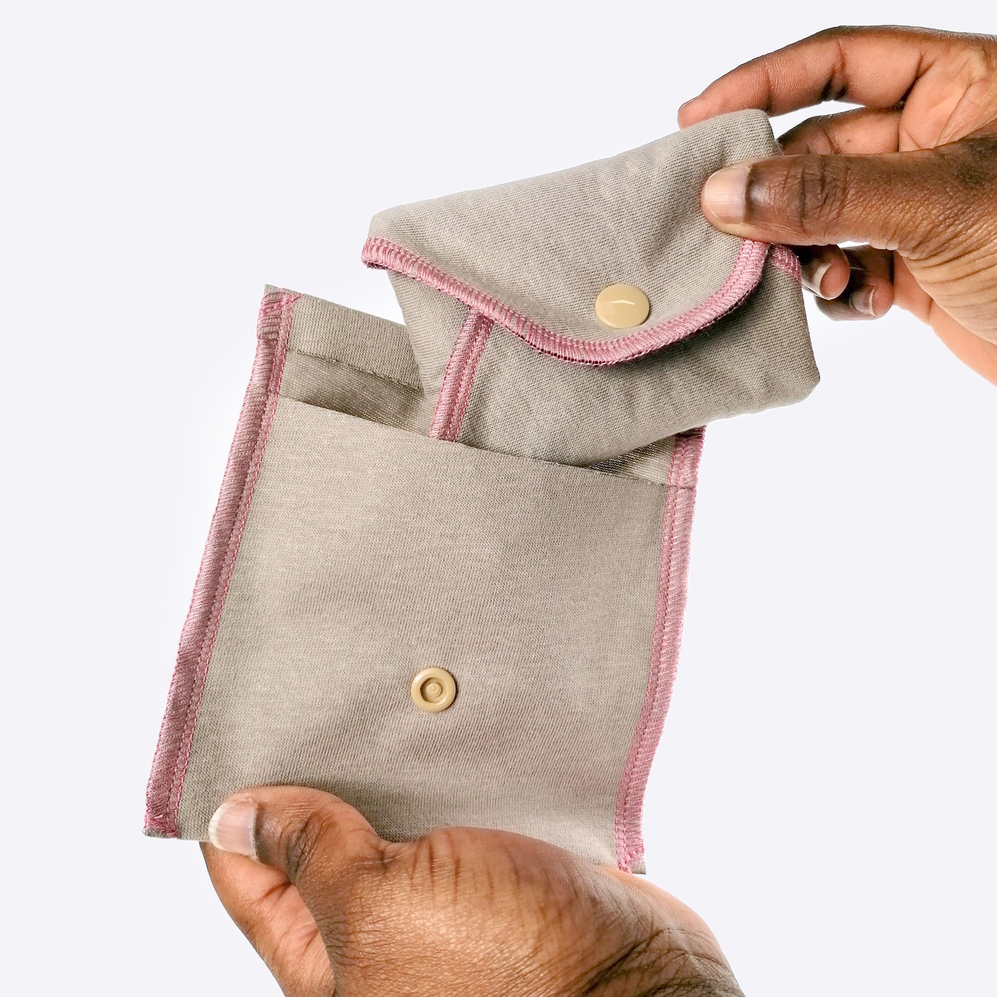 Pochette - Taupe fil rose