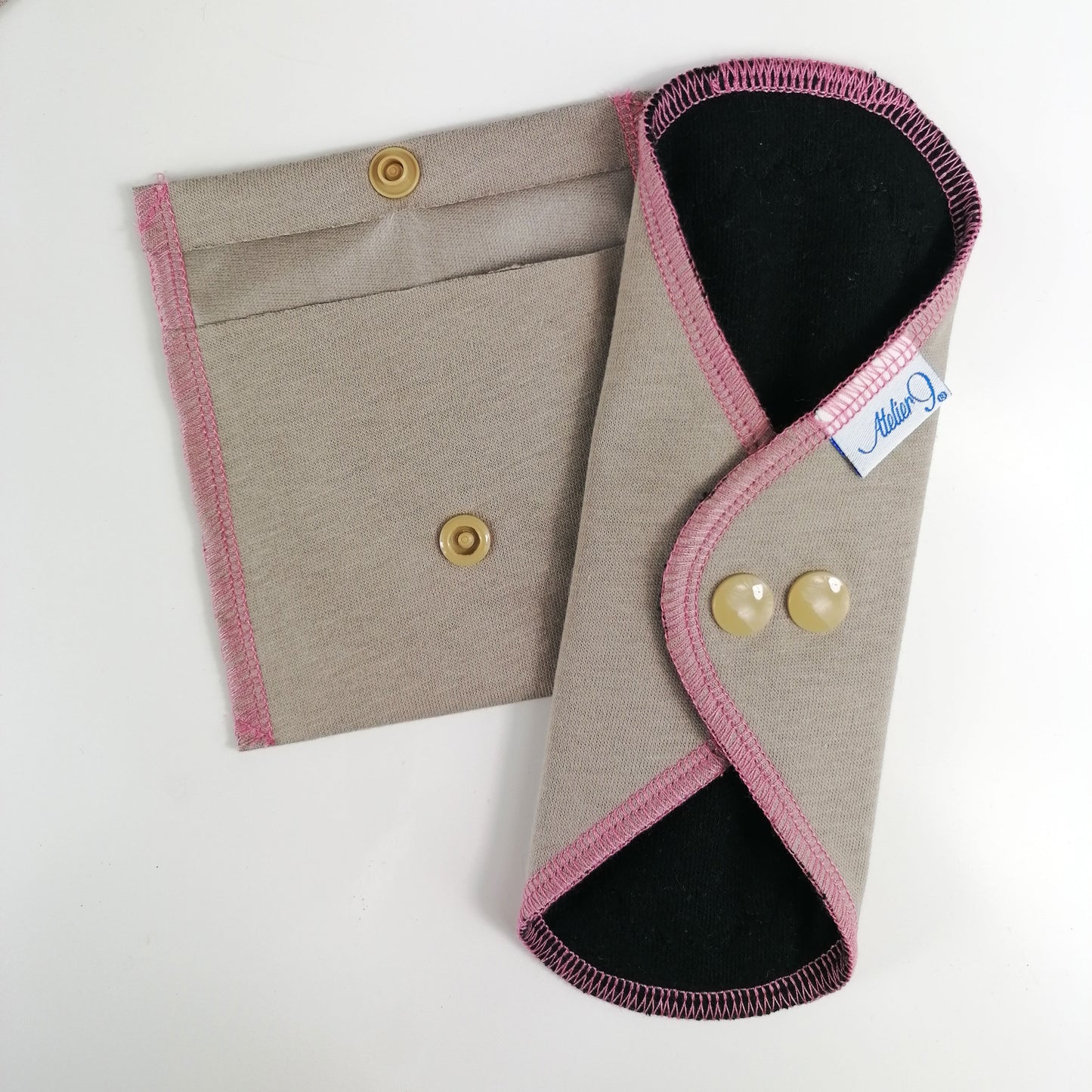 Pack protection périodique et pochette - Taupe fil rose