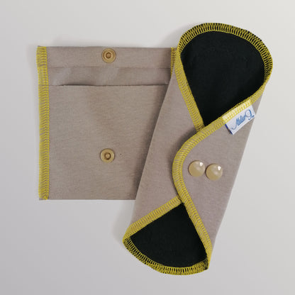 Pack protection périodique et pochette - Taupe fil jaune